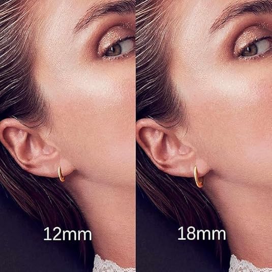 14K Gold Huggie Hoop Earrings for Women - Small Minimalist Earrings - size: 8mm