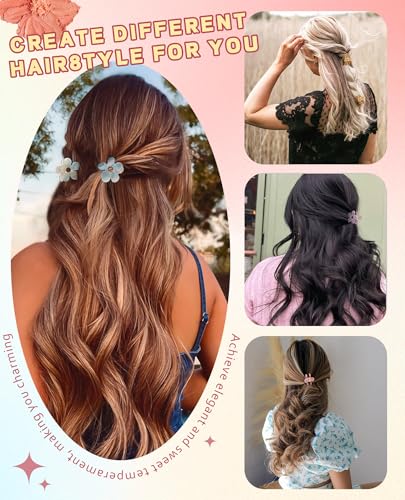 Molans 12 Pcs Small Hair Clips Mini Claw Jaw Clips Women Girls Thin Hair | Tiny Short Acrylic Cute Clips Non Slip Little Hair Accessories Clamps for Half Updo Styling Fine Hair Bangs Kids Toddlers - color: Sequins(Flower)