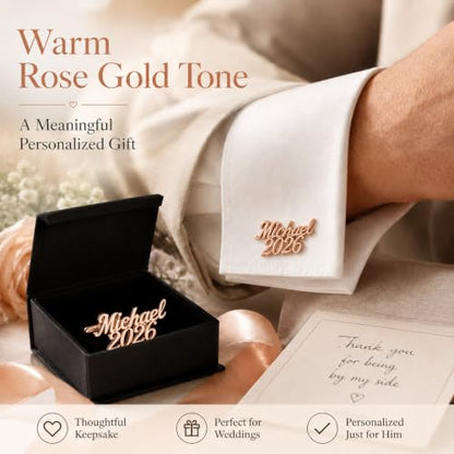 Custom Name Cufflinks for Men, Personalized Cuff Links with Raised Script Monogram, Wedding Cufflinks for Groom Groomsmen Best Man Father of Bride Husband Dad Anniversary Birthday Gifts - color: AA