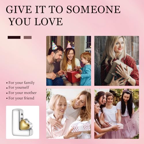 A~Z Alphabet Charm Letter Beads 925 Sterling Silver with Heart-shaped 5A Cubic Zircon Stones fits Pandora European Bracelets Necklace Jewelry Gift for Women - style: L Letter Charms