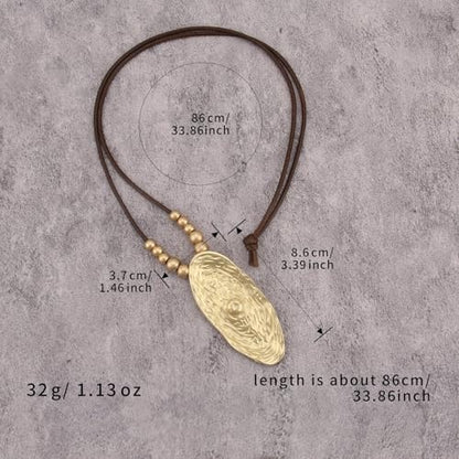 Bohemian Necklaces for Women Long Leather Necklace with Large Pendant Chunky Boho Hippie Jewelry Pendant Chocker Necklace - style: Bohemian Leather Necklace
