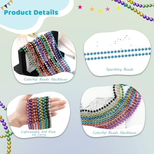 SHAOQINLIN 30 PCS Teal Bead Necklace, Teal Mardi Gras Beads, Turquoise Party Beads Necklaces Bulk Round Beaded Necklaces for Mardi Gras, Christmas, School Spirit Day Party Favors - color: Teal