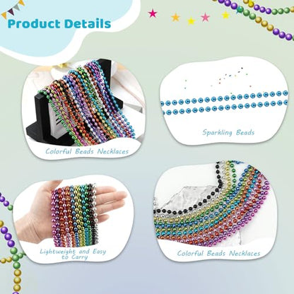 SHAOQINLIN 30 PCS Teal Bead Necklace, Teal Mardi Gras Beads, Turquoise Party Beads Necklaces Bulk Round Beaded Necklaces for Mardi Gras, Christmas, School Spirit Day Party Favors - color: Teal