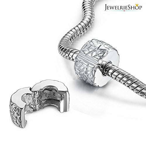 JewelrieShop Clip Spacer Charm for Bracelet Clip Lock Stopper Bead Spacer European Openable Beads 2pcs - color: #01S x 2 Pieces