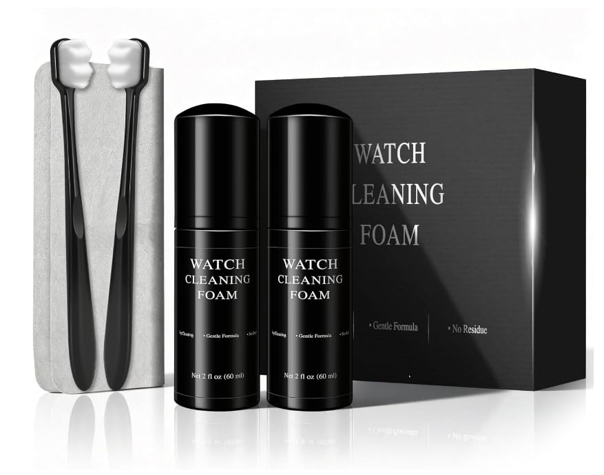 Watch Cleaning Kit Safe on all Metals & Crystals Watch Cleaner Foam 60ML, Watch & Jewelry Cleaning Cloth, Watch Cleaning Brush