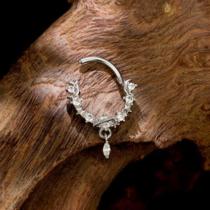 16G Dangle Elegant Septum Rings Hoop 10mm Surgical Steel Hinged Segment Septum Nose Ring Seamless Clicker Ring Cartilage Earrings Hoop Helix Tragus Piercing Jewerly - color: 16G-Dia:10mm-Rose Gold Tone