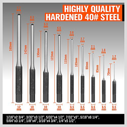 HORUSDY 9 Pieces Roll Pin Punch Set, Removing Repair Tool with Holder for Automotive, Watch Repair, Jewelry and Craft (Pack of 2) - size: 9 Pieces Roll Pin Punch Set (Pack of 2)