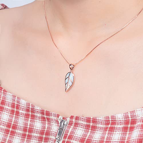 CiNily Opal Leaf/Flower Pendant Necklace for Women Silver Plated Jewelry Gift - color: Pink