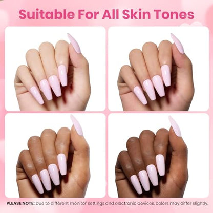 Beetles Light Pink Gel Polish, Barely Pink, Baby Pink Gel Nail Polish | Color-Matched Bottle Design, Soak Off UV LED, Long-Lasting Nails Art for Home DIY & Holiday - color: B - Creme | Barely Pink