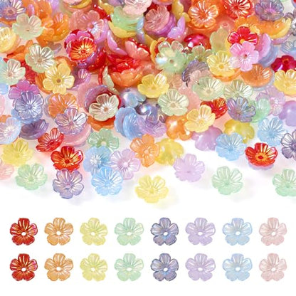 280 pcs Acrylic Flower Bead Caps 5-Petal Floral Bead End Caps Cute Flower Spacer Beads Caps 10x4 mm for DIY Crafts Bracelet Necklace Earrings Jewelry Making - color: Mixed Color C