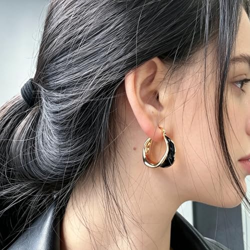 14K Gold Plated Chunky Hoop Earrings for Women Vintage Leopard Print Hoops Large Round Hoop Earrings Jewelry - style: Hoop J