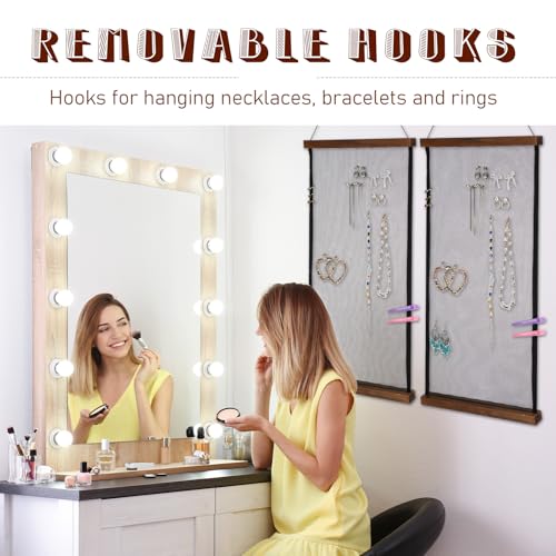 2 Pcs Earring Storage Rack Wall Mounted, Display Hanging Jewelry Storage Rack with 40 S-Shaped Black Hooks for Stud Earrings and Necklace Holders, Gift for Women