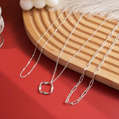 Layered Necklaces for Women | 14K Gold Plated Stackable Choker Necklace Set - Dainty Jewelry Gift - style: 3PCS-Silver twist circle layered necklaces