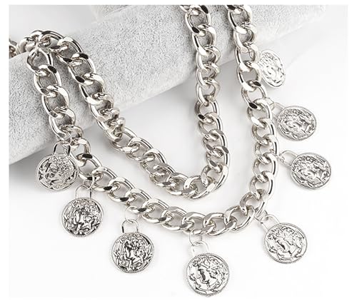 Pirate Waist Chain for Women Multilayer Metal Waist Chain Belt Adjustable Long Belt Body Belly Chain Boho Layered Coin Waist Chain Pirate Costume Women Men Jewellery - style: Style-D
