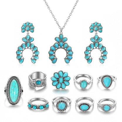 Western Turquoise Jewelry Set for Women | Necklace Earrings Bracelet Set for Cowgirl Party Country Concert Outfit
