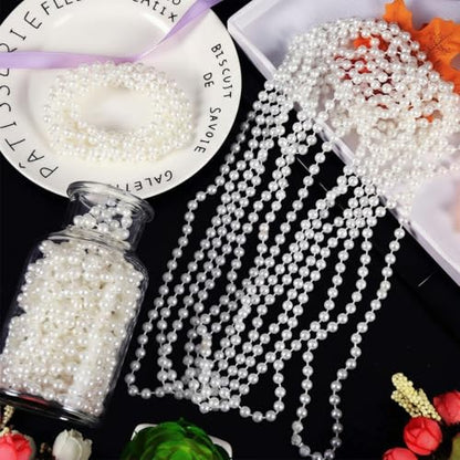 Hicarer 24 Pcs White Faux Pearl Necklaces Bulk White Beaded Necklaces 31.5 Inch for Women Girls Mardi Gras Wedding Bridal Birthday Tea Party Decorations
