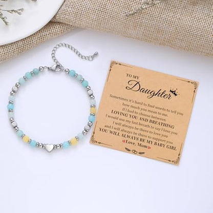 Best Friend Bracelet Gifts for Women Sister Bestie, Christmas Gift for Teens Mom Daughter Granddaughter Birthday Gift for Her Stocking Stuffers - color: Amazonite-Daughter 2
