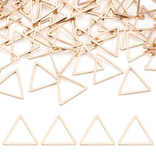 Elecrelive 50Pcs Light Gold Linking Rings Triangle Hollow Frame Charms | Metal Link Charms Frames Connectors Pendant for Earrings Bracelet Necklace Jewelry Making - color: Light Gold