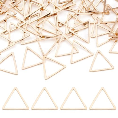Elecrelive 50Pcs Light Gold Linking Rings Triangle Hollow Frame Charms | Metal Link Charms Frames Connectors Pendant for Earrings Bracelet Necklace Jewelry Making - color: Light Gold