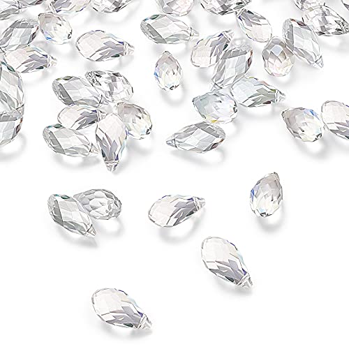 Hicarer 200 Pieces Teardrop Chandelier Crystal Pendants 6 x 12 mm Crystal Beads for Chandelier Jewelry Making DIY Project Earring Necklaces Bracelets (Clear) - color: Clear