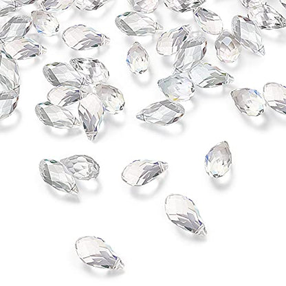 Hicarer 200 Pieces Teardrop Chandelier Crystal Pendants 6 x 12 mm Crystal Beads for Chandelier Jewelry Making DIY Project Earring Necklaces Bracelets (Clear) - color: Clear
