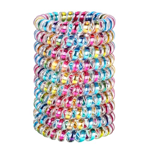 JessLab Spiral Hair Ties for Women, 10-Pack Traceless No-Damage Ponytail Holders, Coils Hair Bands for Girls, Assorted Colors - color: #43