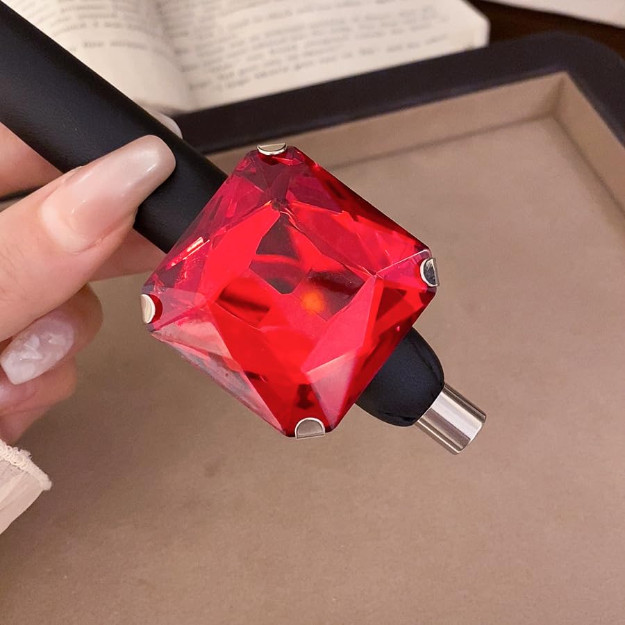 Chunky Oversized Huge Square Open Ring for Women Artificial Crystal Rhinestone Band Rings Statement Geometry Exaggerated Adjustable Cocktail Party Jewelry - color: Red