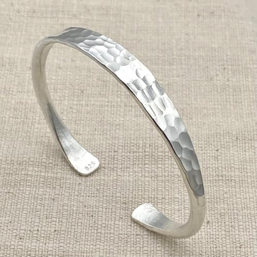925 Sterling Silver Hammered Cuff Bangle Bracelet for unisex, Slender Skinny Stackable Adjustable Bangles, Stacking Bracelets, Handmade Hammered Bangle Bracelet BY ISHU JEWELLER - size: 9 inch