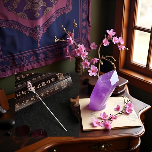 Purple Chinese Japanese Hairpin Chopsticks, Jade Metal Retro Vintage Hair Stick Styling Pins for Women Girl