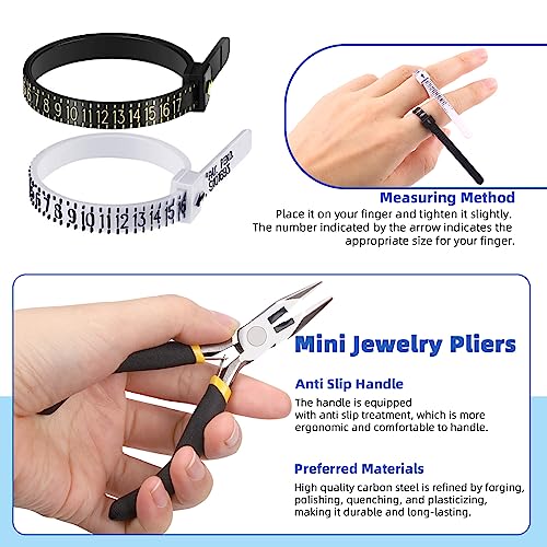 Glarks 1465Pcs Jewelry Making Kit, Jewelry Making Supplies Kit Includes Jewelry Pliers Tools, Jewelry Findings for Jewelry Making and Repair - size: 1465pcs