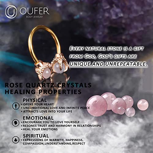 OUFER 316L Surgical Steel Circular Earrings Two White Opals Surrounded by Dragon Claws Cartilage Earing Ear Body Piercing Jewelry Helix Earrings Piercing… - color: Rosegold