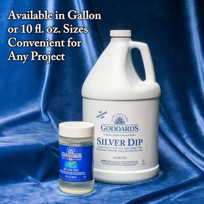 Goddard's Silver Cleaner Dip, Instant Tarnish Remover, Silver Polish, 1 Gal | Instantly Removes Tarnish with No Scrubbing, Ideal for Silverware, Sterling Silver Jewelry & Intricate Filigree - size: 1 Gallon