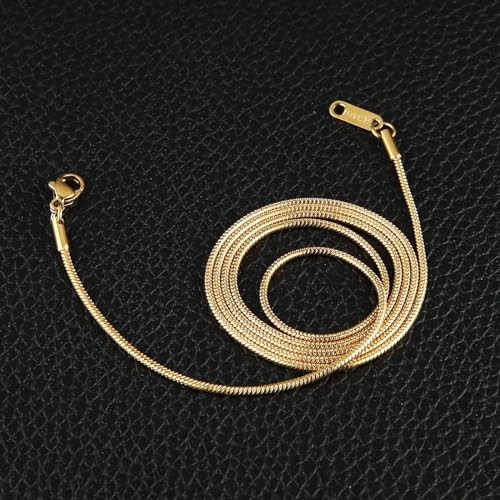 HZMAN Snake Chain Necklace for Men Women Thin Stainless Steel Chain Necklace Hip Hop Men's Choker Necklace 16"-30" Jewelry Gift - color: 0.9mm-Gold, size: 16.0In