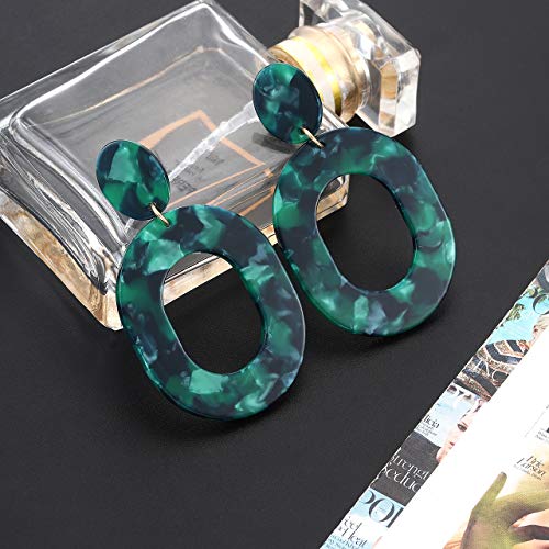 Acrylic Earrings For Women Statement Geometric Earrings Resin Acetate Drop Dangle Earrings Mottled Hoop Earrings Fashion Jewelry - color: E:Green