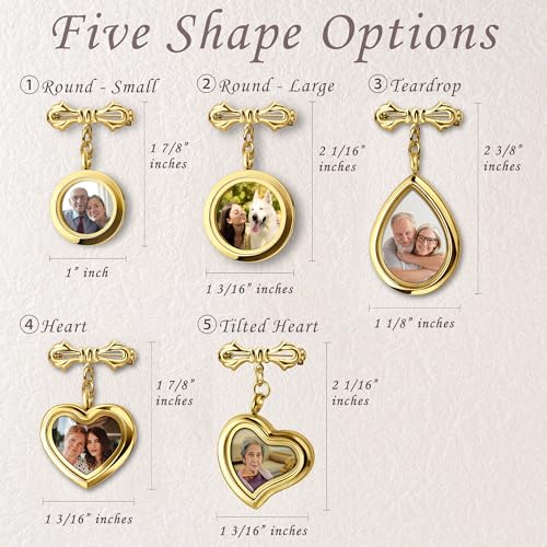 Personalized Photo Wedding Bouquet Charm, Double Sided Round Glass Photo Locket Pendant Pin Brooch, Handmade Memorial Picture Frame Bridal Shower Gift For Bride & Groom - color: Heart - Rose Gold