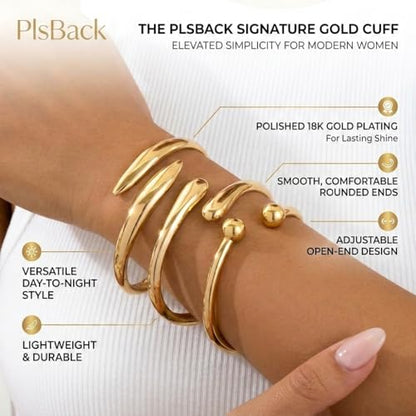 Chunky Gold Bangle Bracelets for Women, 14k Gold Plated Dainty Cuff Stackable Bangles Set, Trendy Bracelet Stack Fashion Jewelry Gifts - color: 06-GOLD