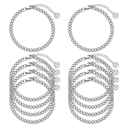 UMAOKANG 10pcs Stainless Steel Curb Chain Bracelets for Jewelry Making | Stainless Steel Link Chains Bracelet Bulk Charm Adjustable Twisted Hand Chain - color: 10pcs Curb Steel