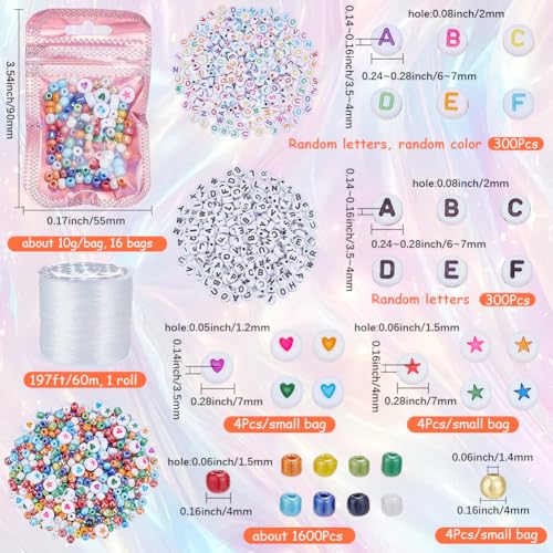 2408Pcs Friendship Bracelet Making Kit Glass Seed Beads Party Favor DIY Jewelry Supplies Bead Set Make Your own Personalised Bracelet for Wedding Birthday Gift Craft Wrapped