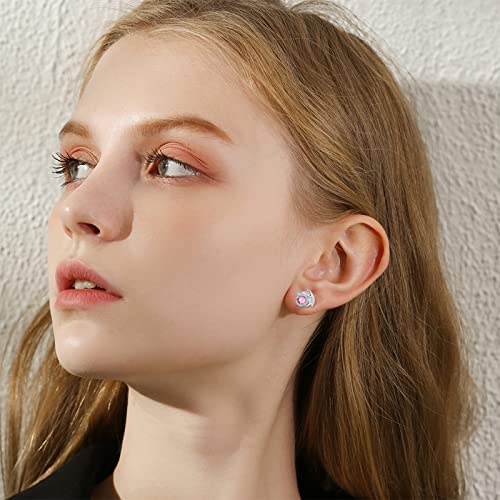 Dragon Earrings Sterling Silver Stud Hypoallergenic Birthstone Crystal Dragon Earrings for Women - color: 10-Oct