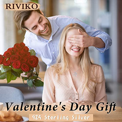 RIVIKO Heart Initial Necklace for Women, 925 Sterling Silver Letter Pendant,Personalized Charm Alphabet Jewelry Valentines Mother's Day Anniversary Christmas Birthday Gifts for Women Her Mom Wife - color: Letter-U