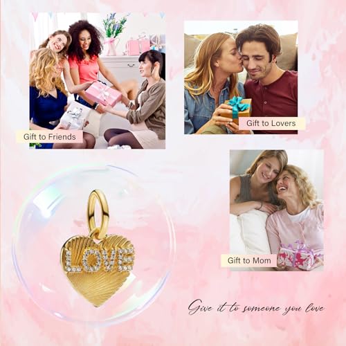 S925 Bead Pendant Charms for Bracelets Necklaces, Compatible with Pandora, Jewelry Making DIY - style: Love Heart