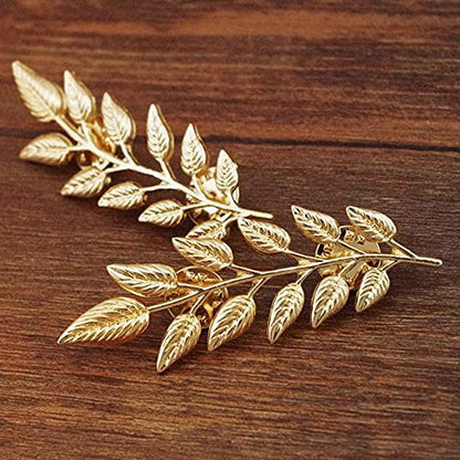5 Pairs Retro Hollow Pattern Shirt Collar Brooches For Women And Men Gold Plated Triangle & Simple Elegant Double Leaf Collar Pin Brooches Gold Silver Plant Brooch Jewelry - style: Gold leaf