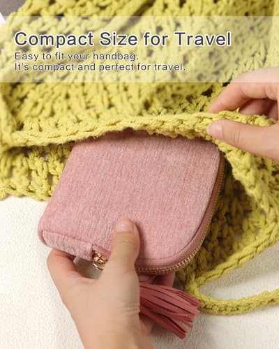 Travel Jewelry Pouch, 5-Layer Velvet Pouch, Light Purple | Anti-Scratch, Tangle-Free, Bracelets Earrings Necklaces, YKK Zipper Tassel, Chenille Velvet, Travel Jewelry Case, Gift - color: Light Purple