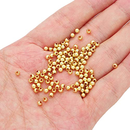 14K Gold Plated Round Spacer Beads 3mm 300pcs for Jewelry Making Findings Non Tarnish - color: 14K Gold, size: 3mm