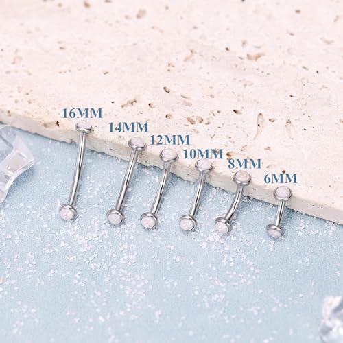 5PCS 14G 316L Stainless Steel Small Belly Button Rings for Women Tiny Simple Internally Threaded Navel Rings Hypoallergenic Petite CZ Opal Eyebrow Lip Daith Rook Piercing Jewelry 6-16MM - color: Sliver, size: Bar Length：10MM ( common )