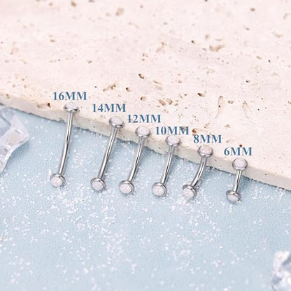 5PCS 14G 316L Stainless Steel Small Belly Button Rings for Women Tiny Simple Internally Threaded Navel Rings Hypoallergenic Petite CZ Opal Eyebrow Lip Daith Rook Piercing Jewelry 6-16MM - color: Sliver, size: Bar Length：12MM ( little long )