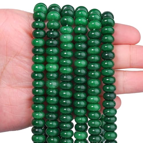 Songxi 5x8mm Natural Canada Green Stone Rondelle Beads, 75PCS Spacer Round Loose Abacus Beads for Jewelry Making, Gemstone for Bracelet Necklace Earrings, Arts and Crafts - color: Canada Green