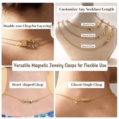 Extra Strong Magnetic Necklace Clasps and Closures, Necklaces Separator for Layering Stacks, Necklace Chain Extenders for Women, Magnet Detangler Clasp Bracelet 8Pcs 16K Gold Plated - color: 8Pcs-16K Gold Plated
