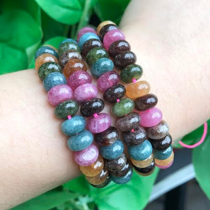 Songxi 5x8mm Dark Tourmaline Rondelle Beads, 75PCS Spacer Round Loose Abacus Beads for Jewelry Making, Gemstone for Bracelet Necklace Earrings, Arts and Crafts - color: Dark Tourmaline