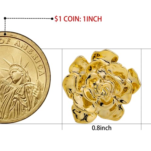 18K Gold Tone lapel Pins Brooch for Men Suit, Metal Flower Brooch Pins for Women, Mens Suit Accessories on Wedding Birthday Anniversary Father's Day. - color: rose